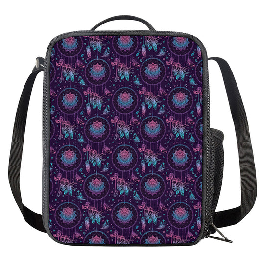 Purple And Teal Dream Catcher Print Crossbody Lunch Bag