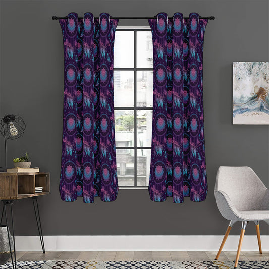 Purple And Teal Dream Catcher Print Curtain