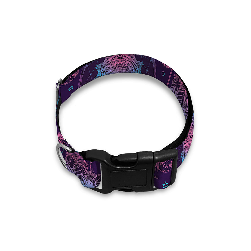 Purple And Teal Dream Catcher Print Dog Collar