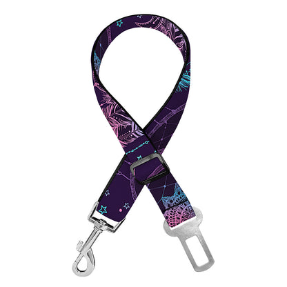 Purple And Teal Dream Catcher Print Dog Seat Belt