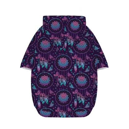 Purple And Teal Dream Catcher Print Dog Zip Up Hoodie