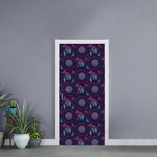 Purple And Teal Dream Catcher Print Door Sticker