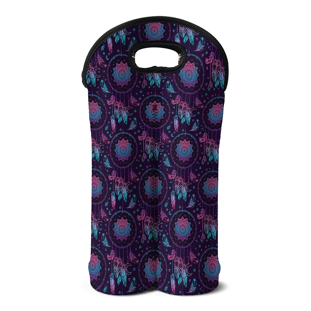 Purple And Teal Dream Catcher Print Double Neoprene Wine Tote