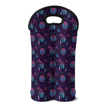Purple And Teal Dream Catcher Print Double Neoprene Wine Tote