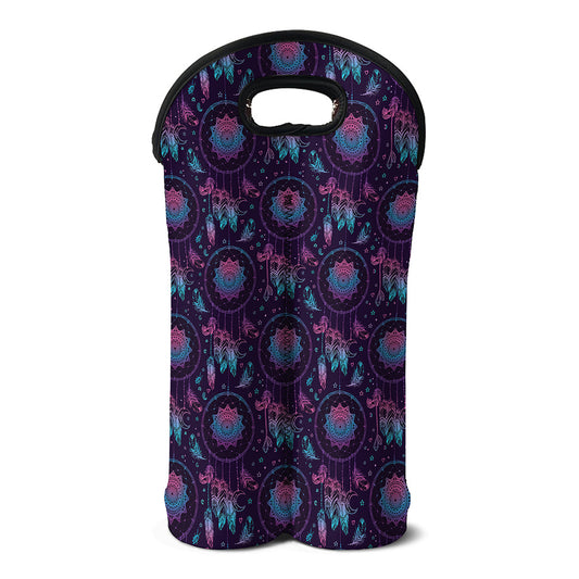 Purple And Teal Dream Catcher Print Double Neoprene Wine Tote