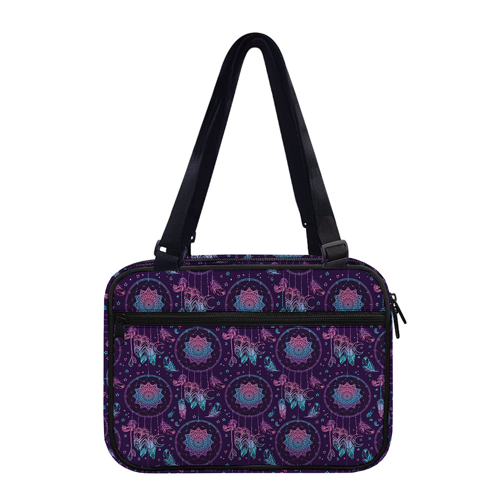 Purple And Teal Dream Catcher Print Double Strap Bible Bag