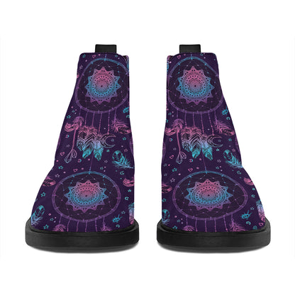 Purple And Teal Dream Catcher Print Flat Ankle Boots