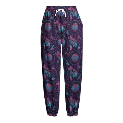 Purple And Teal Dream Catcher Print Fleece Lined Knit Pants