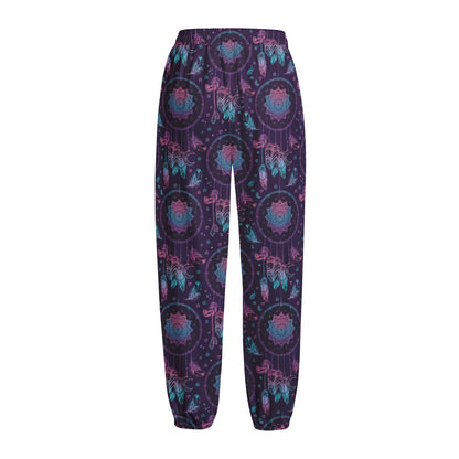 Purple And Teal Dream Catcher Print Fleece Lined Knit Pants