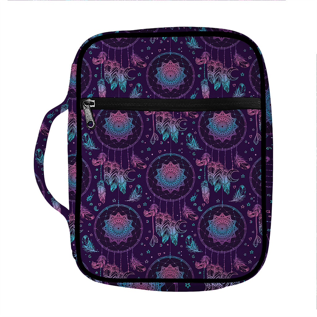 Purple And Teal Dream Catcher Print Front Pocket Bible Bag