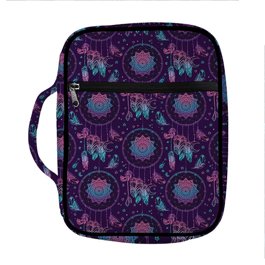 Purple And Teal Dream Catcher Print Front Pocket Bible Bag