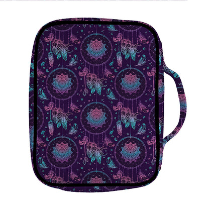Purple And Teal Dream Catcher Print Front Pocket Bible Bag