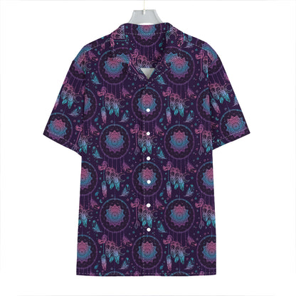 Purple And Teal Dream Catcher Print Hawaiian Shirt
