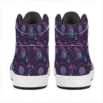 Purple And Teal Dream Catcher Print High Top Leather Sneakers
