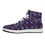 Purple And Teal Dream Catcher Print High Top Leather Sneakers