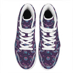 Purple And Teal Dream Catcher Print High Top Leather Sneakers