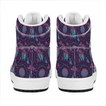 Purple And Teal Dream Catcher Print High Top Leather Sneakers