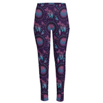 Purple And Teal Dream Catcher Print High-Waisted Pocket Leggings