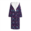 Purple And Teal Dream Catcher Print Hooded Bathrobe