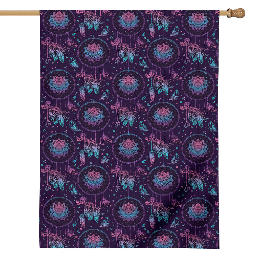 Purple And Teal Dream Catcher Print House Flag