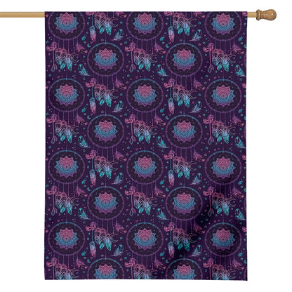 Purple And Teal Dream Catcher Print House Flag