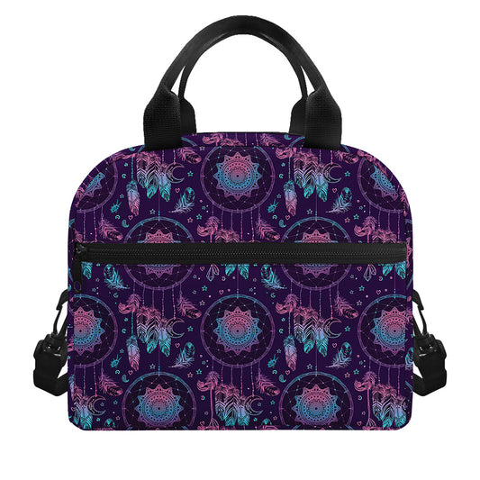 Purple And Teal Dream Catcher Print Insulated Lunch Bag