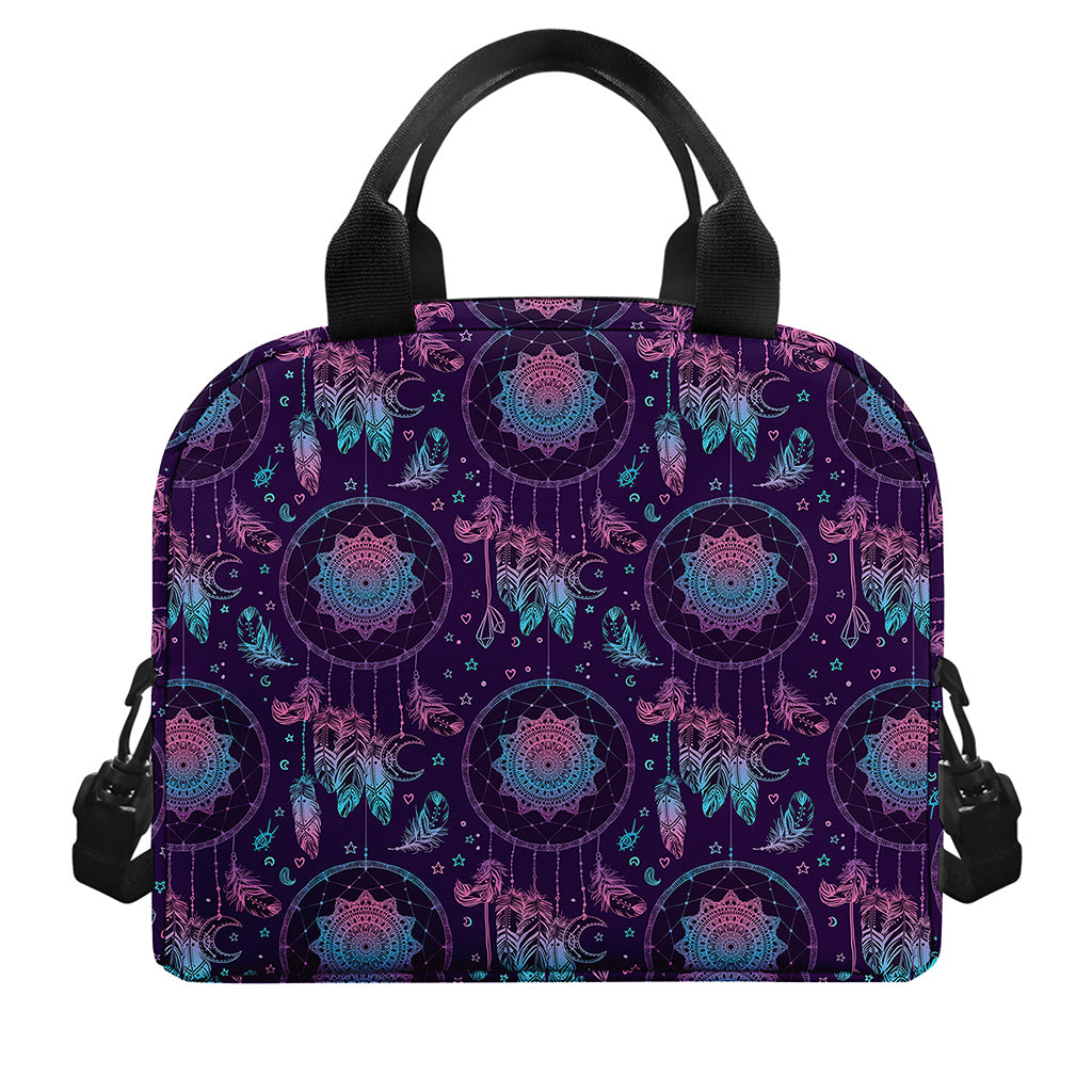 Purple And Teal Dream Catcher Print Insulated Lunch Bag