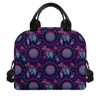 Purple And Teal Dream Catcher Print Insulated Lunch Bag