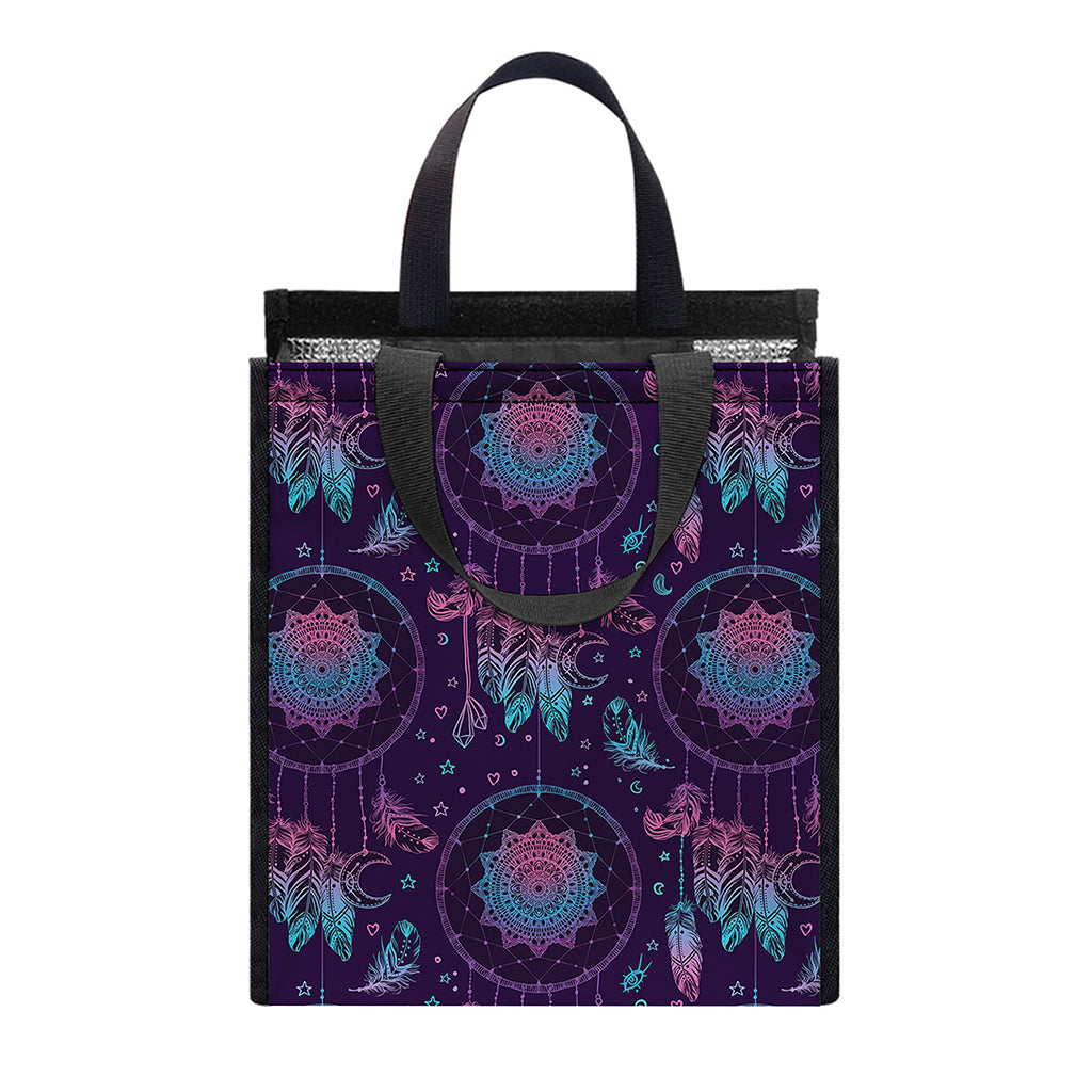 Purple And Teal Dream Catcher Print Insulated Lunch Tote