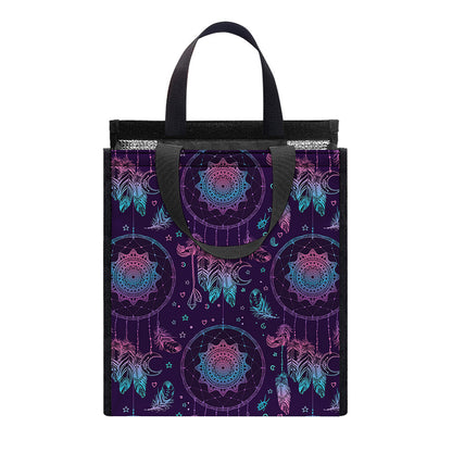 Purple And Teal Dream Catcher Print Insulated Lunch Tote