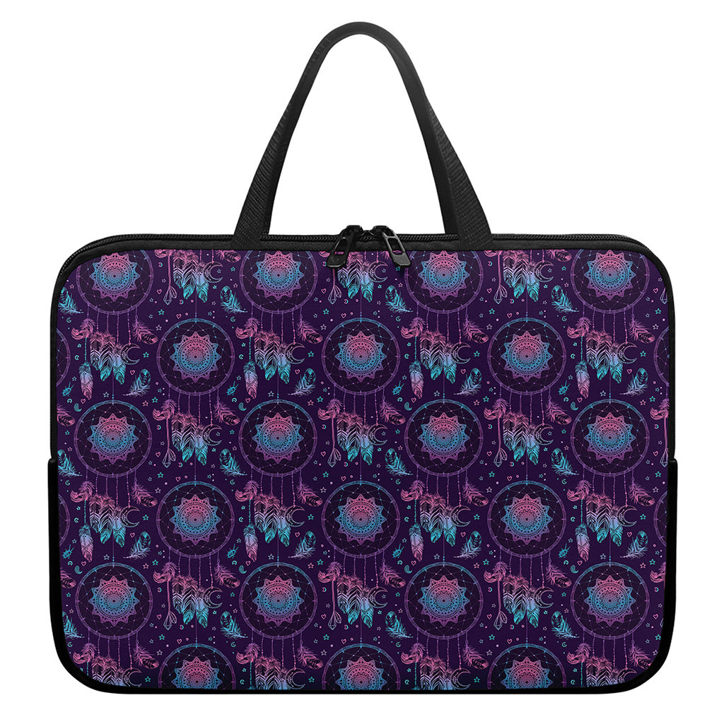 Purple And Teal Dream Catcher Print Laptop Sleeve With Handle
