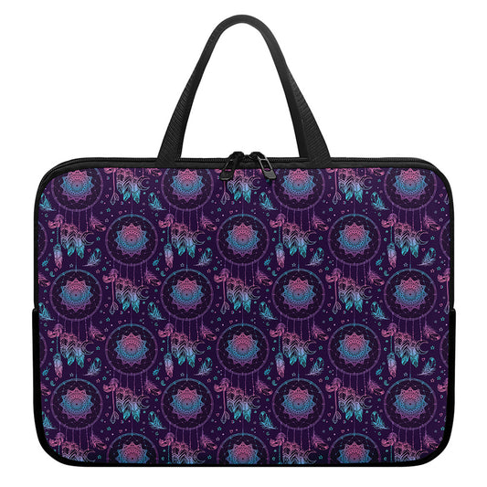 Purple And Teal Dream Catcher Print Laptop Sleeve With Handle