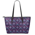Purple And Teal Dream Catcher Print Leather Tote Bag With Zipper
