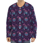 Purple And Teal Dream Catcher Print Long Sleeve Baseball Jersey