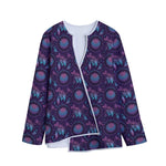 Purple And Teal Dream Catcher Print Long Sleeve Short Coat