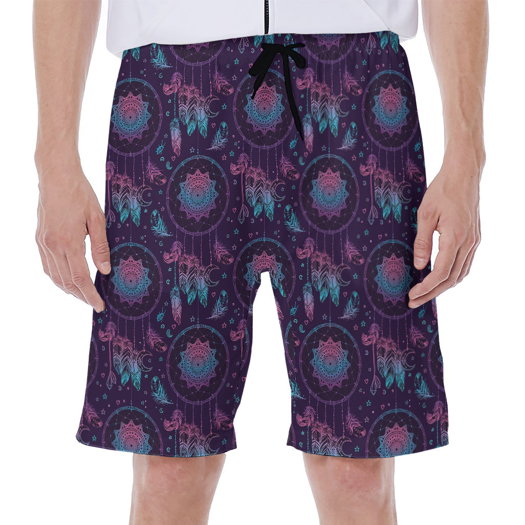 Purple And Teal Dream Catcher Print Men's Beach Shorts