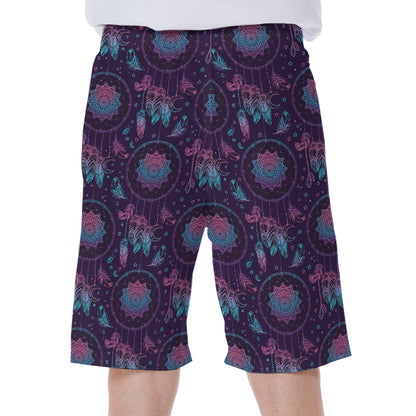Purple And Teal Dream Catcher Print Men's Beach Shorts