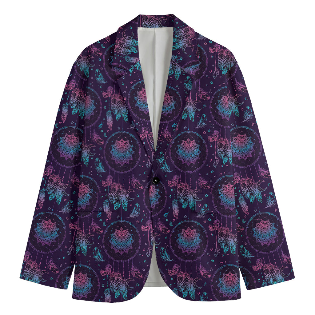 Purple And Teal Dream Catcher Print Men's Blazer