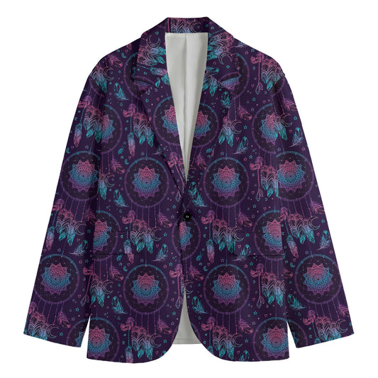 Purple And Teal Dream Catcher Print Men's Blazer