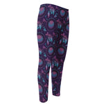 Purple And Teal Dream Catcher Print Men's Compression Pants
