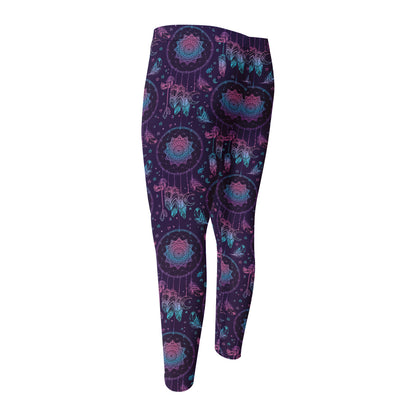 Purple And Teal Dream Catcher Print Men's Compression Pants