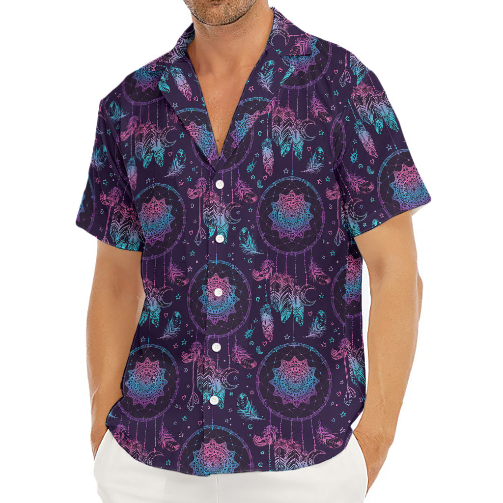 Purple And Teal Dream Catcher Print Men's Deep V-Neck Shirt