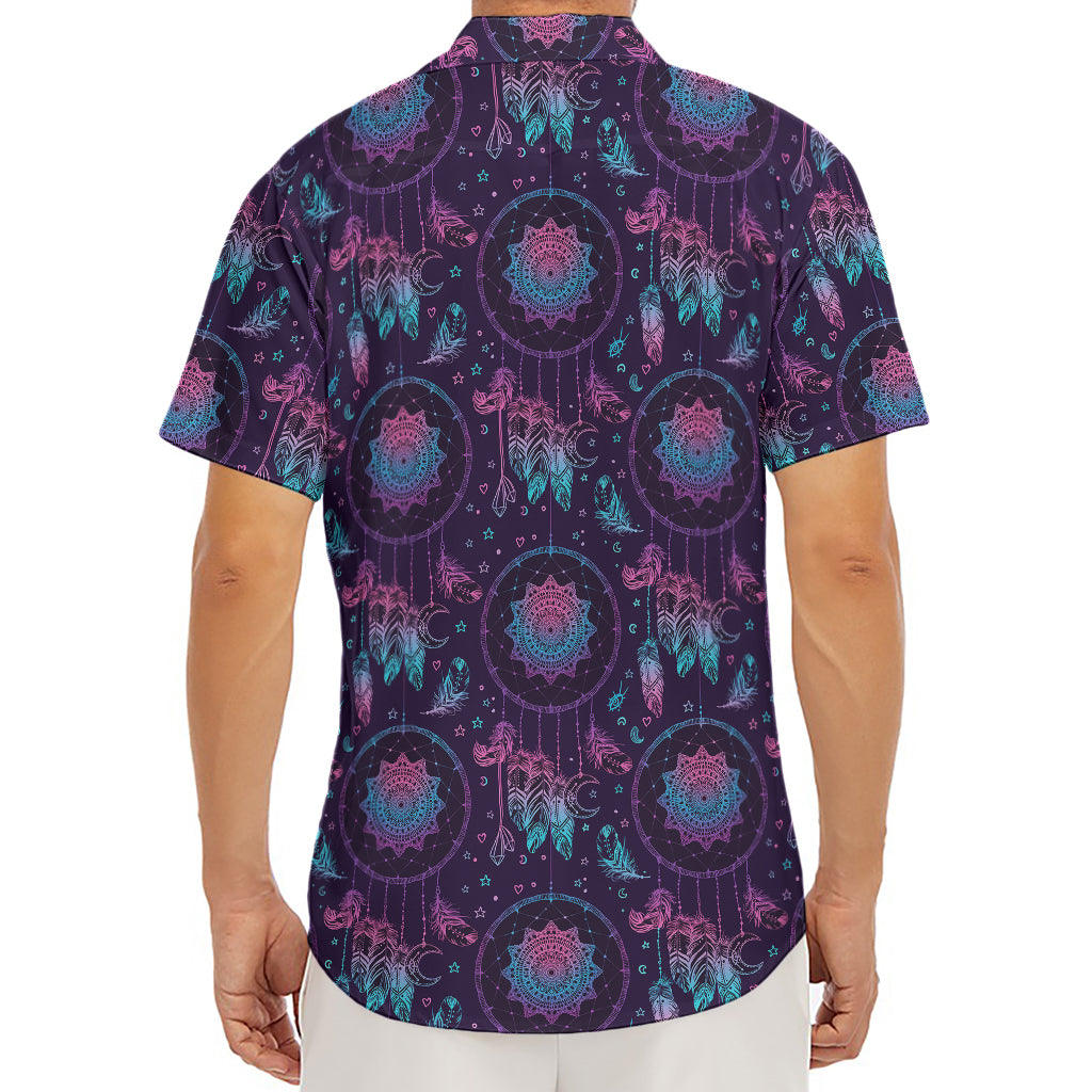 Purple And Teal Dream Catcher Print Men's Deep V-Neck Shirt