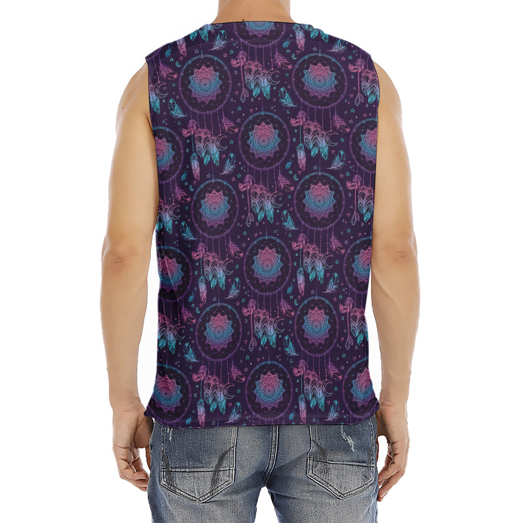 Purple And Teal Dream Catcher Print Men's Fitness Tank Top
