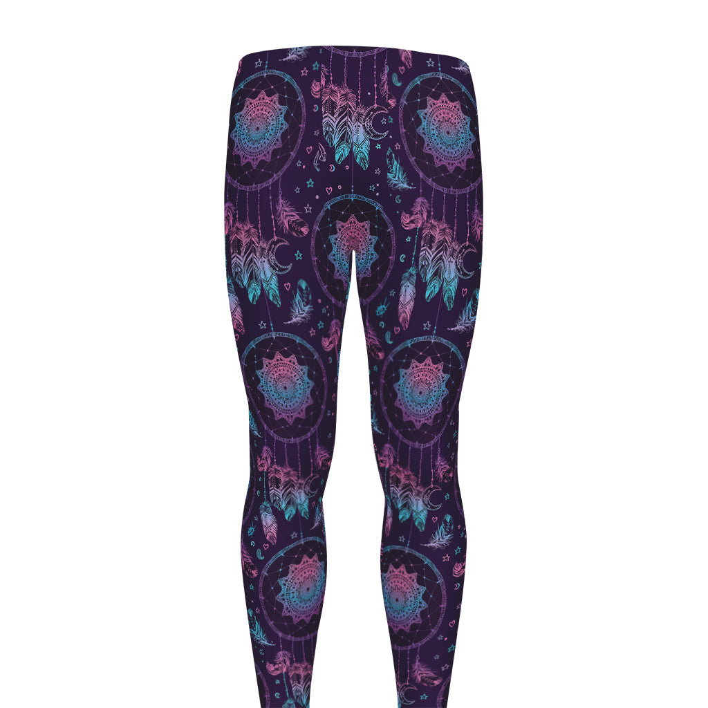 Purple And Teal Dream Catcher Print Men's leggings