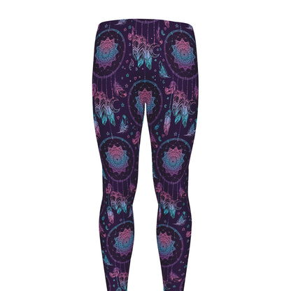 Purple And Teal Dream Catcher Print Men's leggings