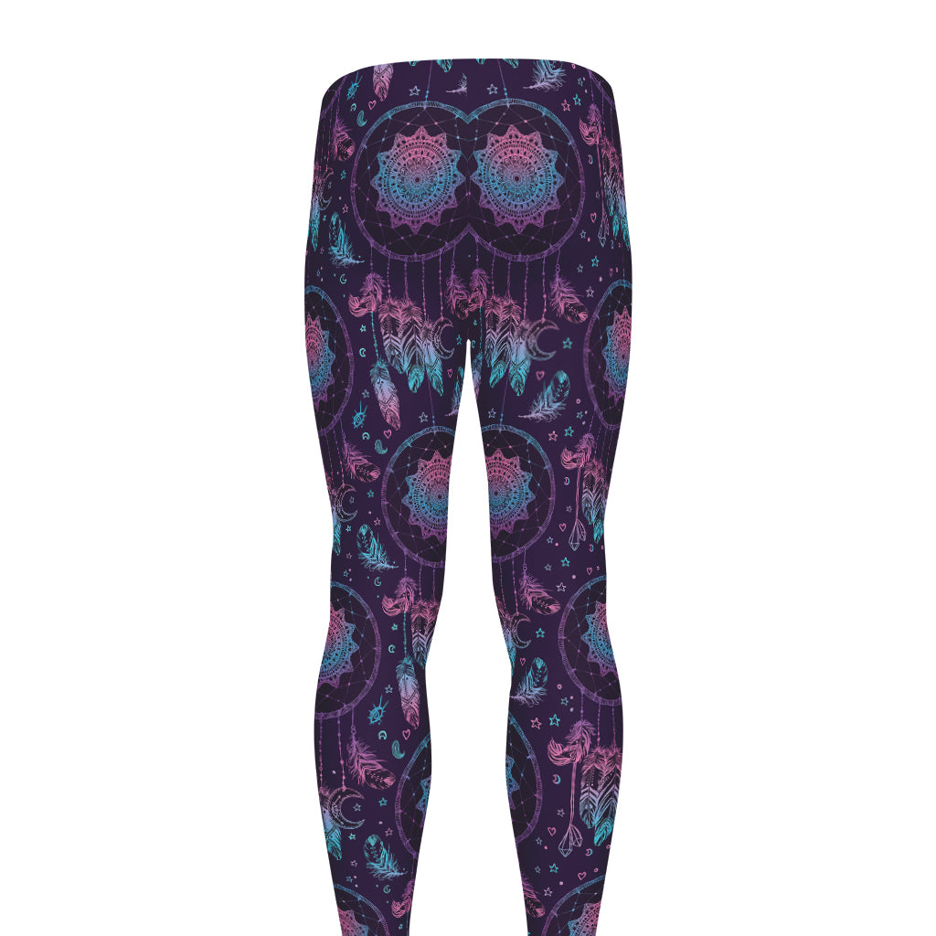 Purple And Teal Dream Catcher Print Men's leggings