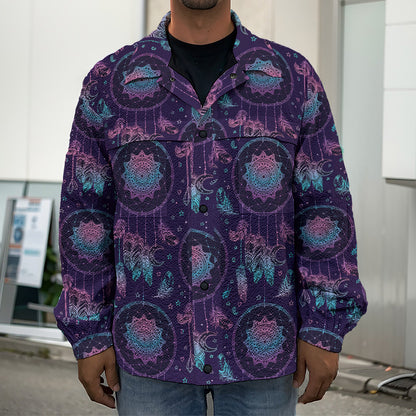 Purple And Teal Dream Catcher Print Men's Shirt Jacket