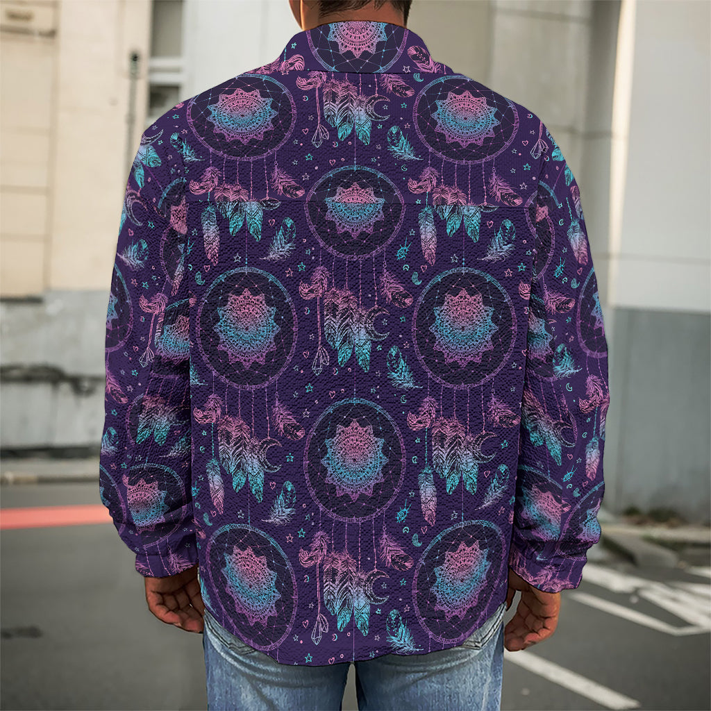 Purple And Teal Dream Catcher Print Men's Shirt Jacket