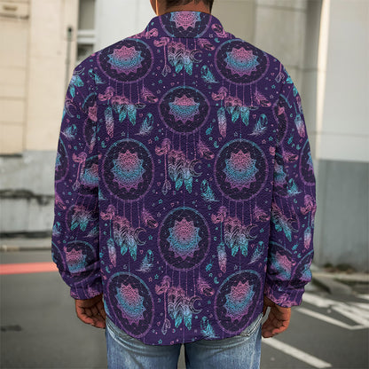 Purple And Teal Dream Catcher Print Men's Shirt Jacket